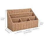 Rattan Desk Organizer, Tabletop Mail Holder, 5 Slot Mail Organizer Countertop Basket, Rattan Office Supplies, Boho Office Desk Accessories, Wicker Desk Organizer, Magazine Holder（Wicker） - Image 3