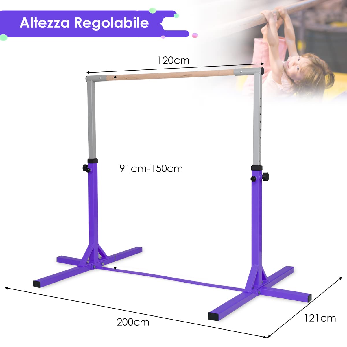 GYMAX Barra Per Balletto Da Parete In Legno Di Faggio – Per Stretching, Yoga E Allenamento A Casa O In Palestra