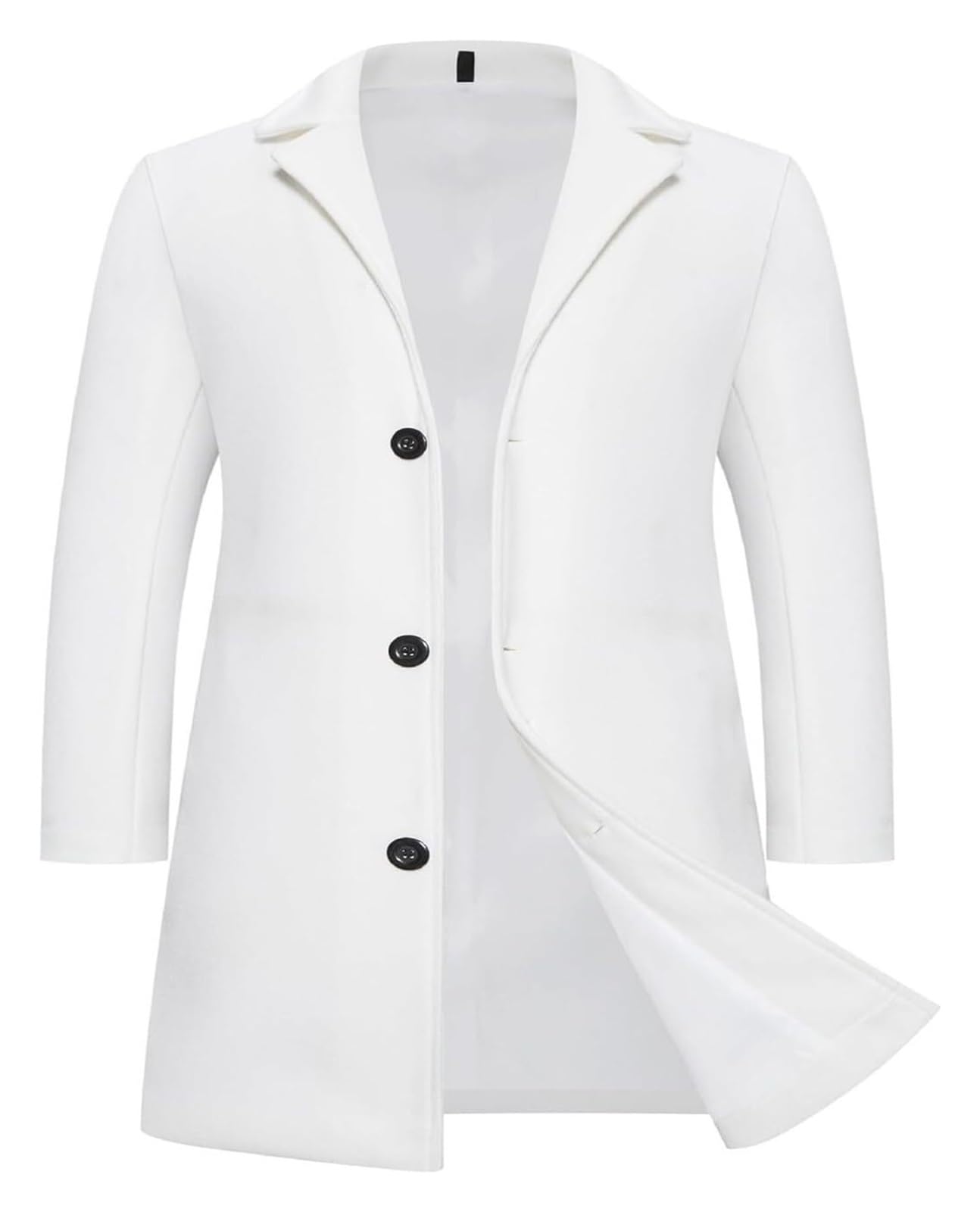 SIYAN Mantel Herren a Wollmantel Elegant Wintermantel Trenchcoat Freizeit Übergangsmantel Slim Fit Herren-Mäntel Mit Taschen Herrenmantel Winterjacke M - 4XL(Blanc,XL)
