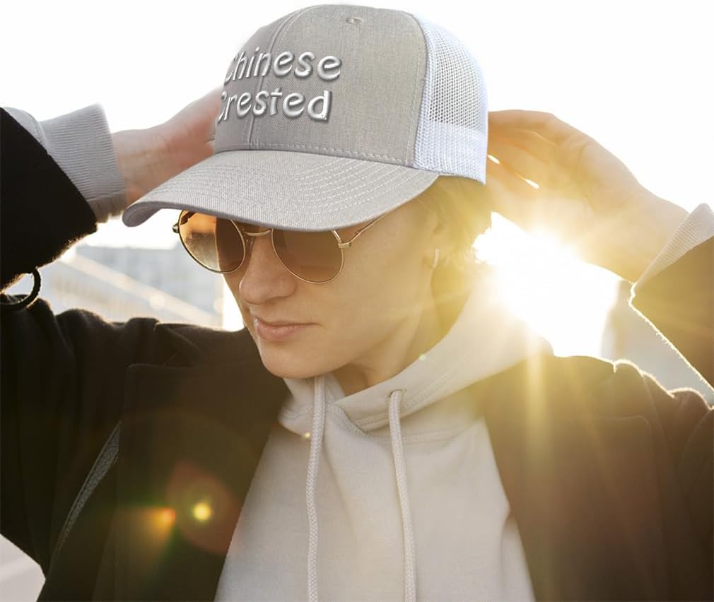 Speedy Pros Mesh Cap Hat Embroidered Chinese Crested Dog Hairless Ship Trucker Hats for Men & Women Cotton - Image 3