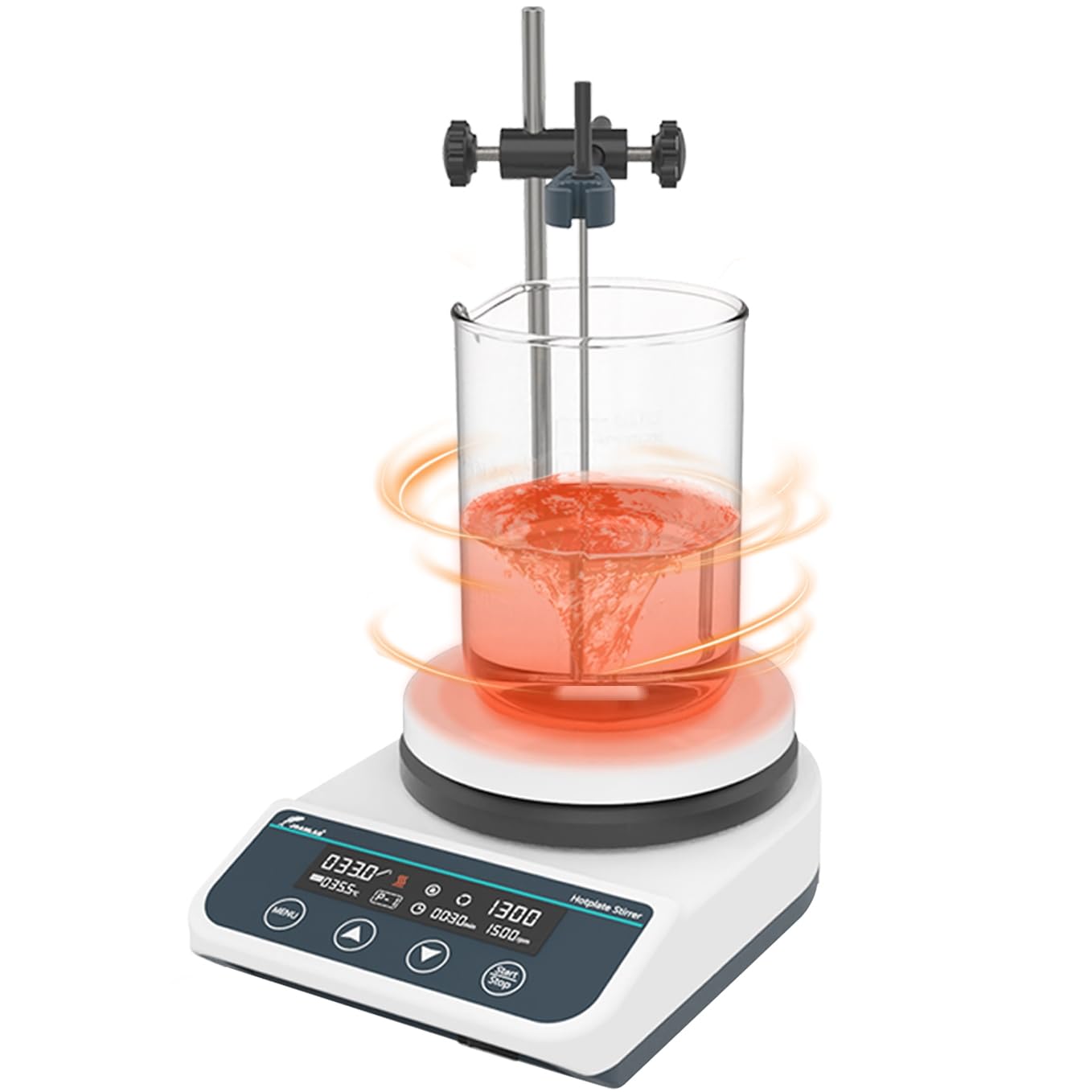 JOANLAB Agitateur Magnétique avec Plaque Chauffante, 310°C, Plaque Chauffante Céramique 5 Pouces, Mélangeur Magnétique Numérique avec Minuterie, 50-1500 tr/min, 3L, Sonde de Température et Barreau