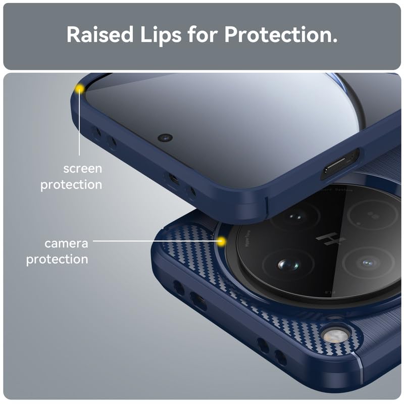 Image of SkyTree Case Compatible with Oppo Find X8 5G, Perfect Fitting Hybrid Edge to Edge Side Protection Carbon Fiber Back Cover for Oppo Find X8 5G - Blue