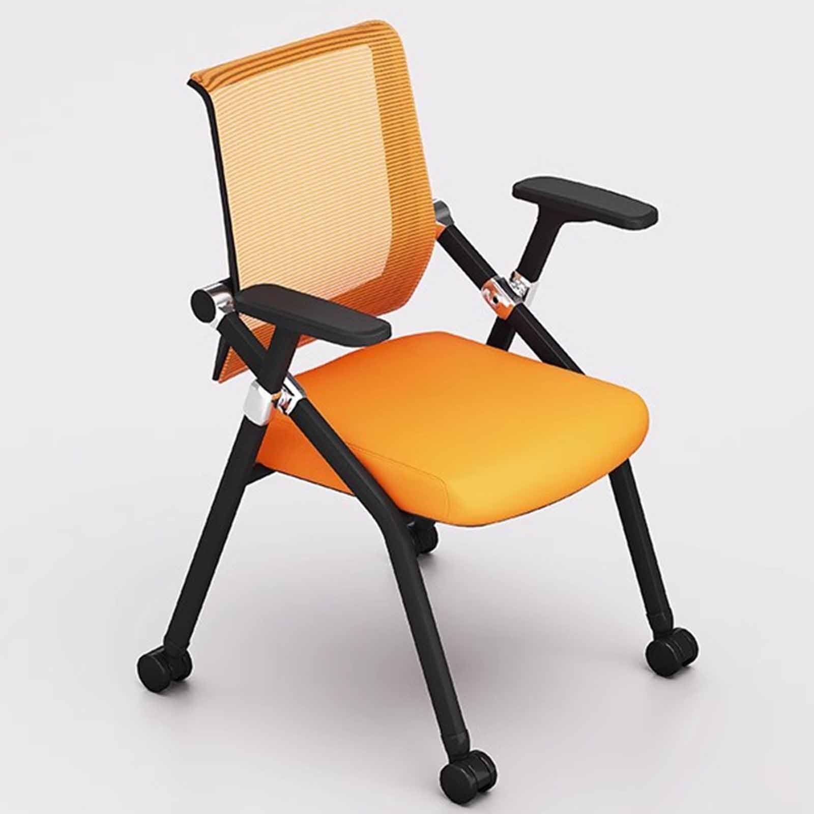 Training Chair With Table Foldable Office Chair Backrest Chair Training Institution Chair Company Conference Chair(Orange,A)