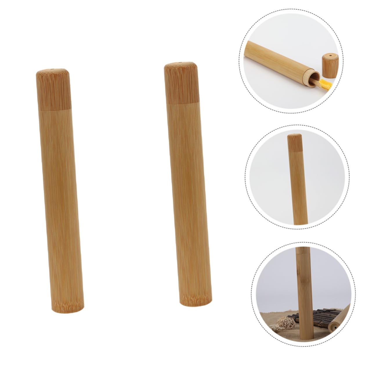 KOMBIUDA 2Pcs Stylish Toothbrush Holder Portable Cylindrical Toothbrush Case for Travel Storage for Adults for Camping Business Trips Home Use