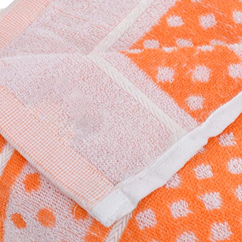 Image of Kuber Industries Multiuses Dot Printed Soft Cotton Bath Towel, 30 inchx60 inch- Pack of 2 (Orange & Pink)