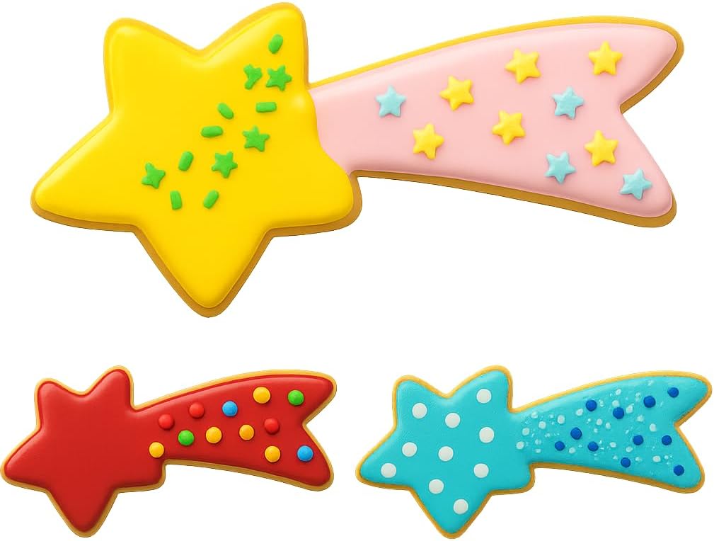 3 Sizes Shooting Star Cookie Cutter Set 4x2" 3x1.5" 2x1" Fun Cracker Made image 5