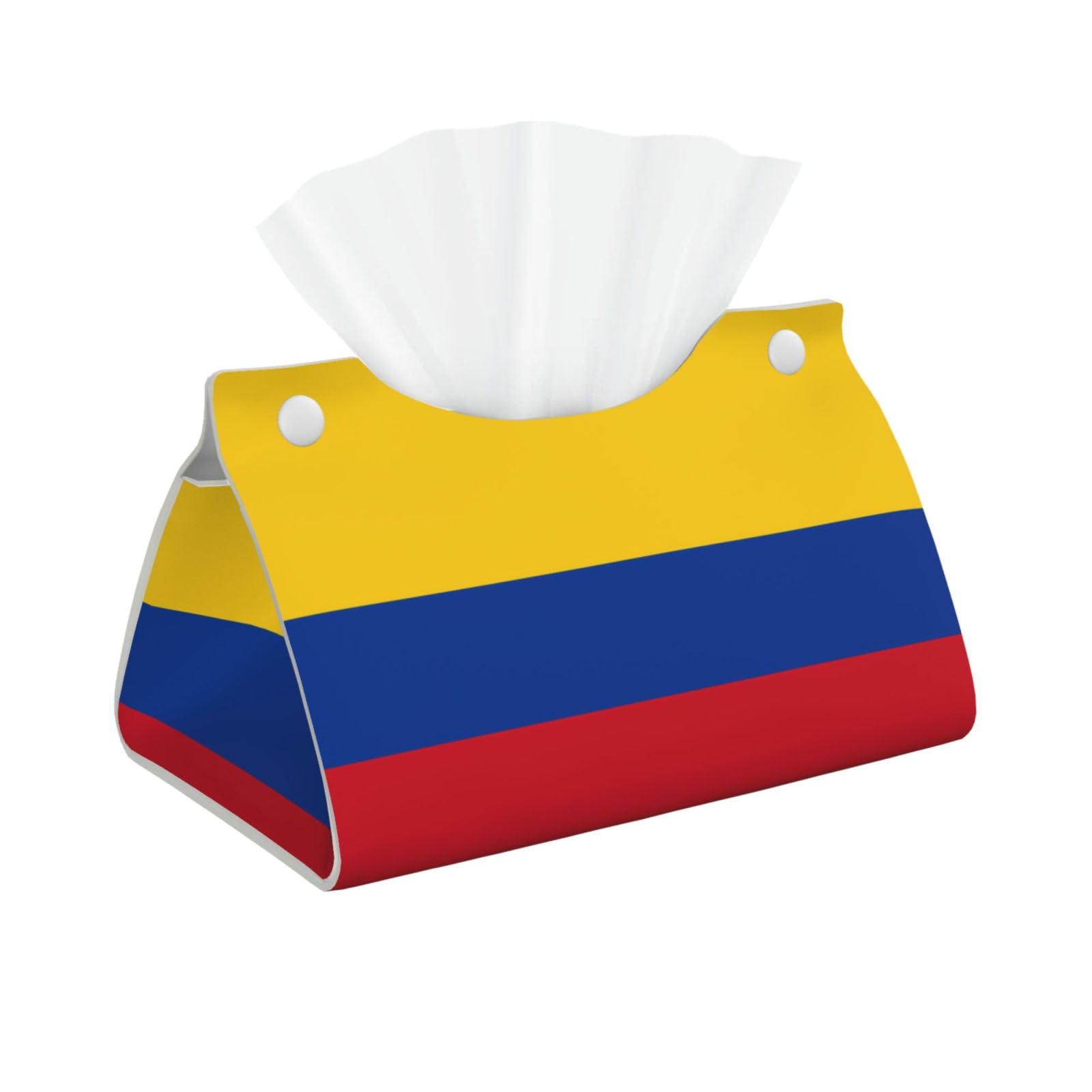 Flag of Colombia Rectangular Leather Tissue Box Cover, Folding Facial Tissue Holder Dispenser for Car