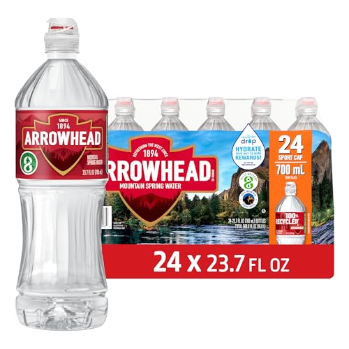 Arrowhead Mountain Spring Water Bottles, 24 Pack - Still Bottled Water with Naturally Occurring Minerals for Taste - 23.7 Fl Oz Sports Bottle with Flip Cap