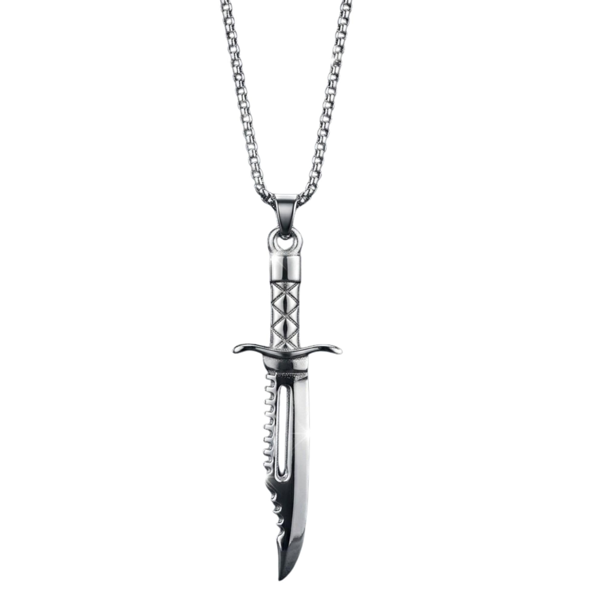 anti tarnish stainless steel midnight charisma knife daggers locket neck chain for men | stylish pendant necklace | jewellery accessories for boys | minimal jewelry | gifts for boyfriend & husband | marriage, birthday... | gift for valentine day..