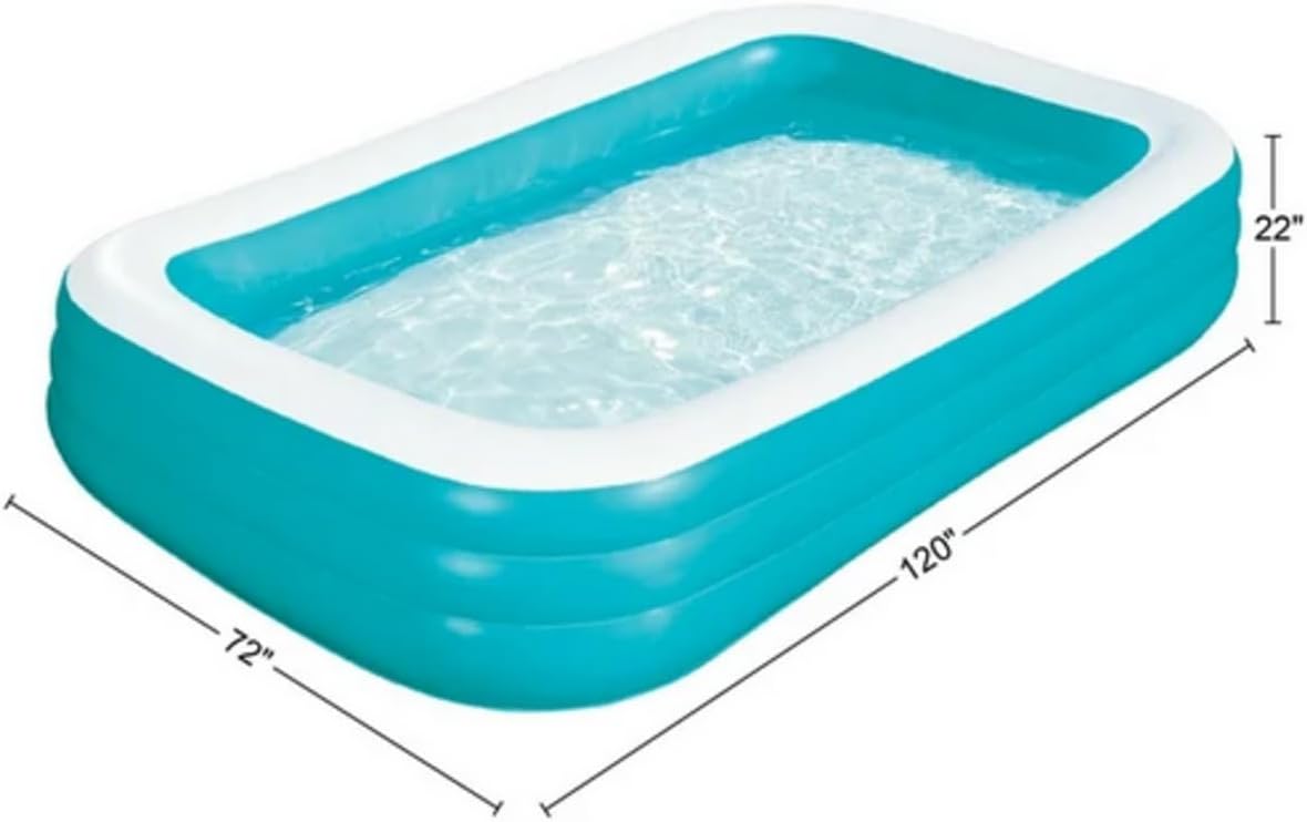 Generic SummerBlock Inflatable Family Swimming Pool, Rectangular (Blue White)