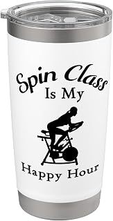 Spin Class es mi Happy Hour Cool Spin Class Ciclismo Vaso térmico de acero inoxidable de doble pared