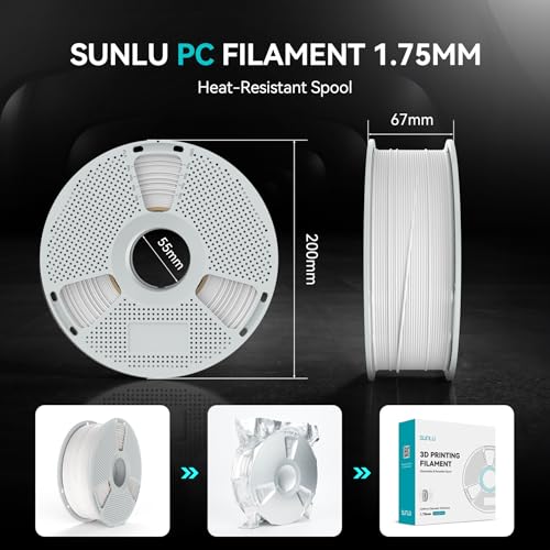 Image of SUNLU PC Filament, 1.75mm Polycarbonate 3D Printing Filament, Lime White | High Temperature, Reusable Spool, Impact Resistance & Tough, 1KG Spool