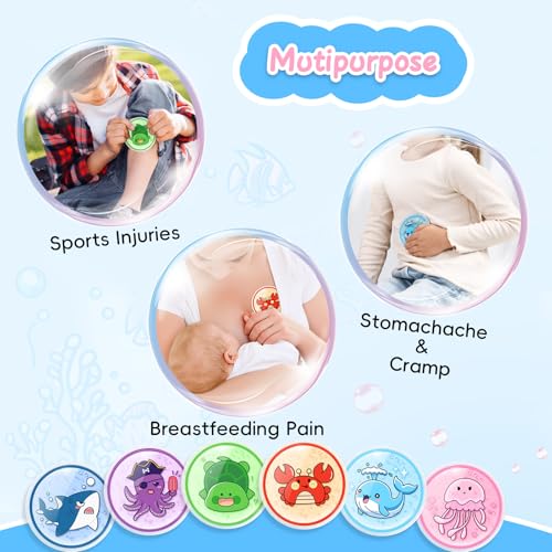 Image of Comfytemp Kids Ice Packs for Boo Boo, Small Gel Ice Pack Injuries Reusable | FSA Eligible HSA, Mini Hot Cold Compress for Pain Relief, Toddler Toothache, Headache, Bumps, First Aid, 6pcs, Sea Animal