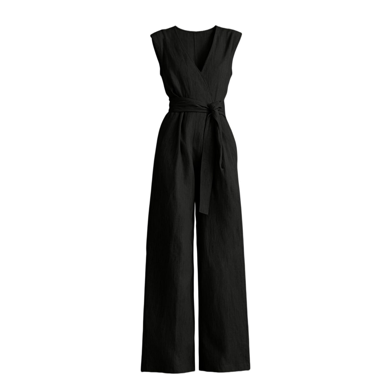 Tuta da donna elegante, estiva, senza maniche, scollo a V, con