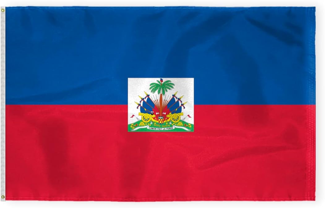 AGAS Haiti Flag 2x3 ft Outdoor 200D Nylon Double Stitched Hem Rust Proof Brass Grommets Canvas Header Haitian National Flag