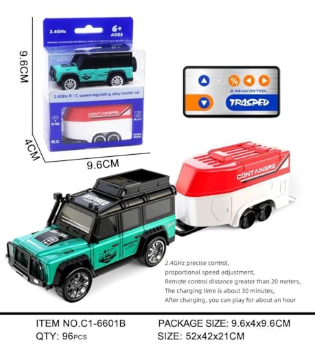 Image of Mini Alloy Off-Road RC Car for Kids 6+ 1:64 Scale Remote Control Car Toys Strip Lights, 2.4Ghz, USB Rechargeable (Jeep -SkyBlue)