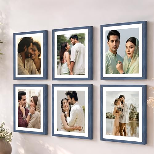 Image of Art Street Premium Photo Frame for living room, Classic Aesthetic Design Photo Frames for Photograph, Art Work, Kids Room Set of 6 (8x10 Inch, Blue)