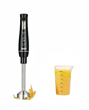 Batidora de Mano Potencia de 800W con Jarra Medidor 600ml Cuchillas 4 Hojas Acero Inoxidable Multifunciona para Alimentos para Bebés, Sopa, Batidos, Puré, Batidora de Mano de Salsa(Negro con Jarra)
