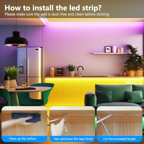 Led Strip 10m, RGB Led Streifen, Bluetooth Smart Led Band Selbstklebend, LED Leiste mit Fernbedienung und APP, LED Lights Dimmbar, Musik Sync, Timer-Einstellung für Gaming Zimmer, Room, Küche, Party