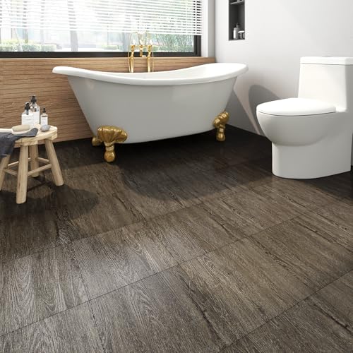 Livelynine Vinylboden Selbstklebend Holzoptik Grau 30x30CM PVC Bodenbelag Selbstklebend Wasserdicht Bodenfliesen Selbstklebend Badezimmer Küche PVC Fliesen Selbstklebend Boden Holzoptik, 4 Fliesen