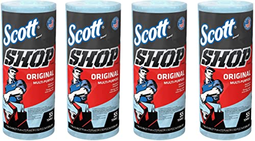 コストコ スコット ショップタオル ブルー 55枚 x 4 ロール COSTCO + lolloマイクロファイバークロス(商標登録済)