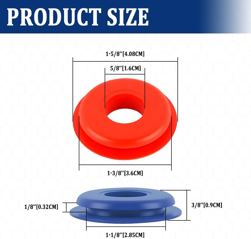 20PCS Glad Hand Seal, Round Gaskets Replacement, Rubber Gasket Elastic Grommet, Thickened Anti-Stretch Seal Handshake Valve Washer for Semi Truck Brake Air Hose Part Number 10028 (Red+Blue)