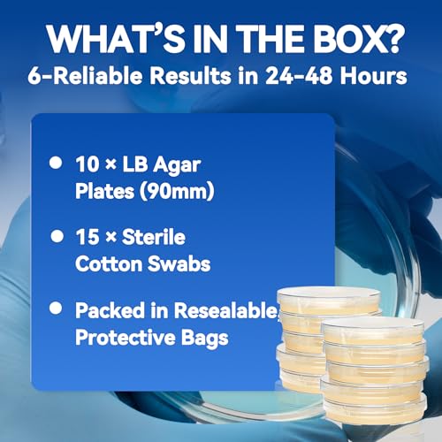 LB Agar Plates – 10 Pre-Poured Sterile Petri Dishes + 15 Sterile Swabs – Fresh, Triple-Sealed for Bacterial Culturing, Microbiology Labs & Classroom Use - Thumbnail 6