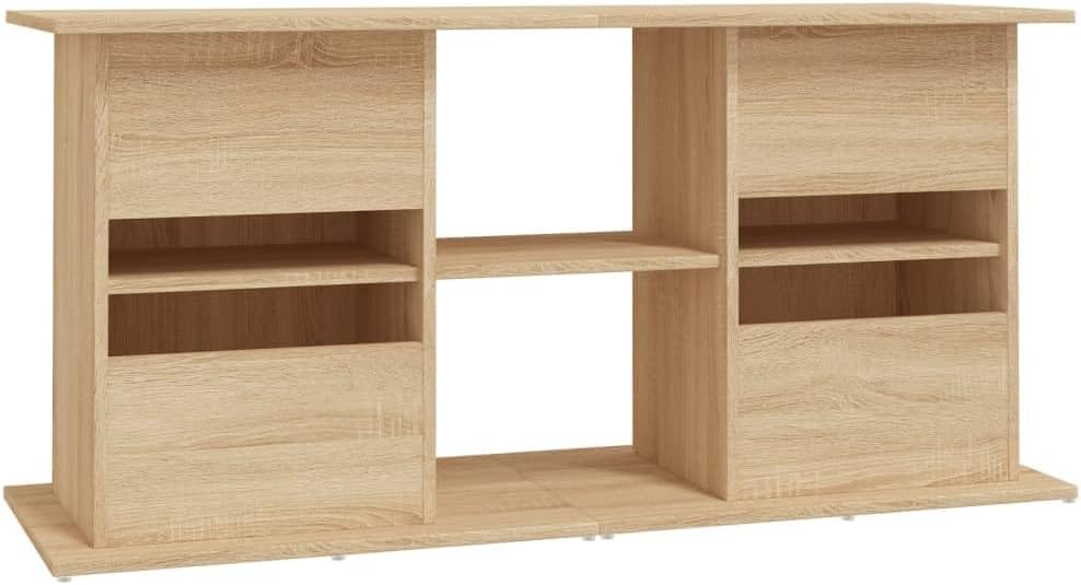 vidaXL Aquarium Stand with cabinet doors open, revealing internal shelves for storage.