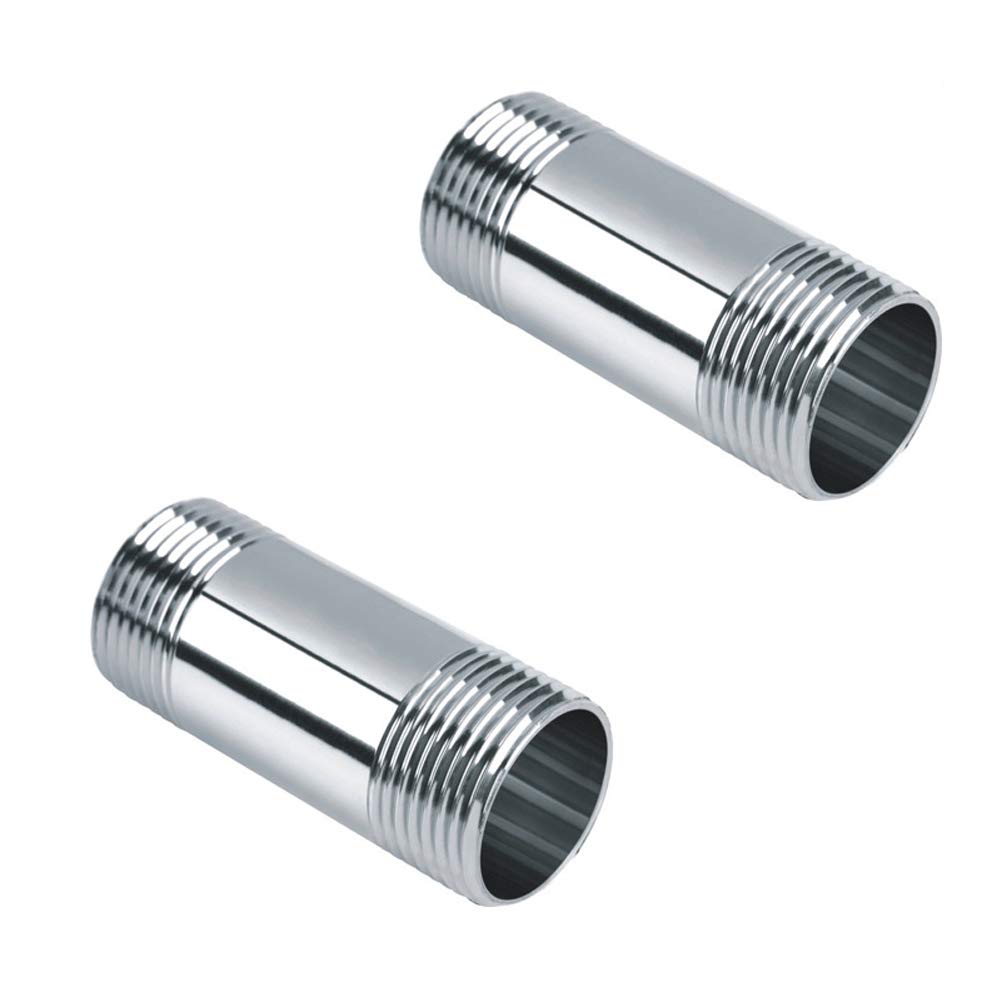 beduan stainless steel pipe fittings, 1/2" npt x 1/2" npt male threaded, 2" length nipple cast pipe (pack of 2)