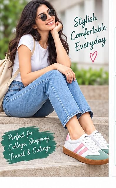 Image of Casual Sneaker Shoes for Women | Soft Cushioned Insole | Sneakers for Woman | Lightweight | Comfortable | Stylish, Trendy Girls and Women Sneakers with Laces