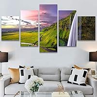 SIGNWIN 5 Panel Canvas Wall Art Modern Art Dramatic Farmhouse/Country Mountain Multicolor Nature Photography for Home Decorations Ready to Hang - 60