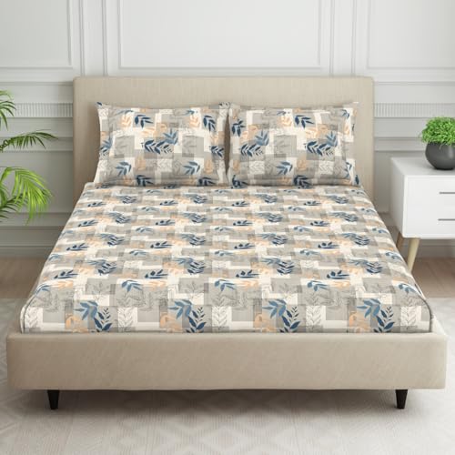 Image of Welspun Polycotton Double Bedsheets with 2 Pillow Covers Soft & Skin Safe Bed Sheets - Harmony | 120 Tc (Ornate-Soft Cashmere)