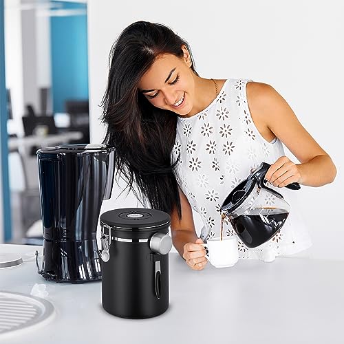 Mgrety Airtight Coffee Canister, 2.8L Coffee Bean Storage for 1kg/35oz Beans, Stainless Steel Food Jar with Measuring Scoop & Date Tracker - Image 6