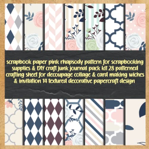 scrapbook paper pink rhapsody pattern for scrapbooking supplies & DIY craft junk journal pack kit 28 patterned crafting sheet for decoupage collage & ... 14 textured decorative papercraft design image 2