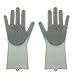 Paire de Gants Magique réutilisable en Silicone, Techrace Gants de Nettoyage, Brosse à Gants résistant à la Chaleur pour Nettoyage, Cuisine, ménage, Animaux, Lavage de Vaisselle et Voiture - Gris