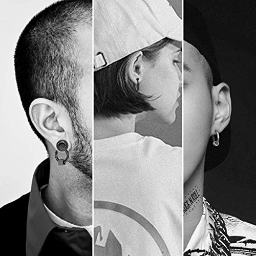 Milacolato 6 paires en Acier Inoxydable 316L Pendantes Boucle Doreille Noir Hommes Femmes Boucles D'oreilles Créoles Balancent Chaîne Punk Gothique Kpop Boucles D'oreilles Unisexe Noir – Image 6