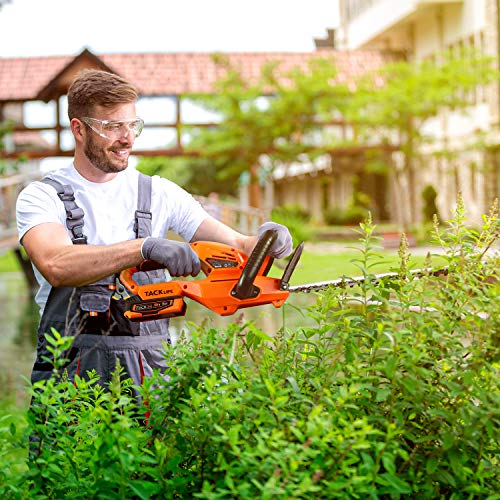 TACKLIFE Cordless Hedge Trimmer, 22-Inch Hedge Trimmer, 20V Battery and Charger Included, Rotating Rear Handle, 0.74-in Cutting Gap, with Blade Cover, for Hedges, Shrubs and Bushes Cutting-DHT1A