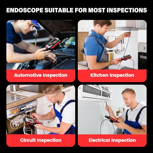 Image of Endoscope Camera with Light: 5 inch 1080P HD Dual-Lens Inspection Borescope Camera for Sewer - 16.4ft Waterproof Industrial Endoscope - Flexible Snake Bore Scope for Plumbing Automotive