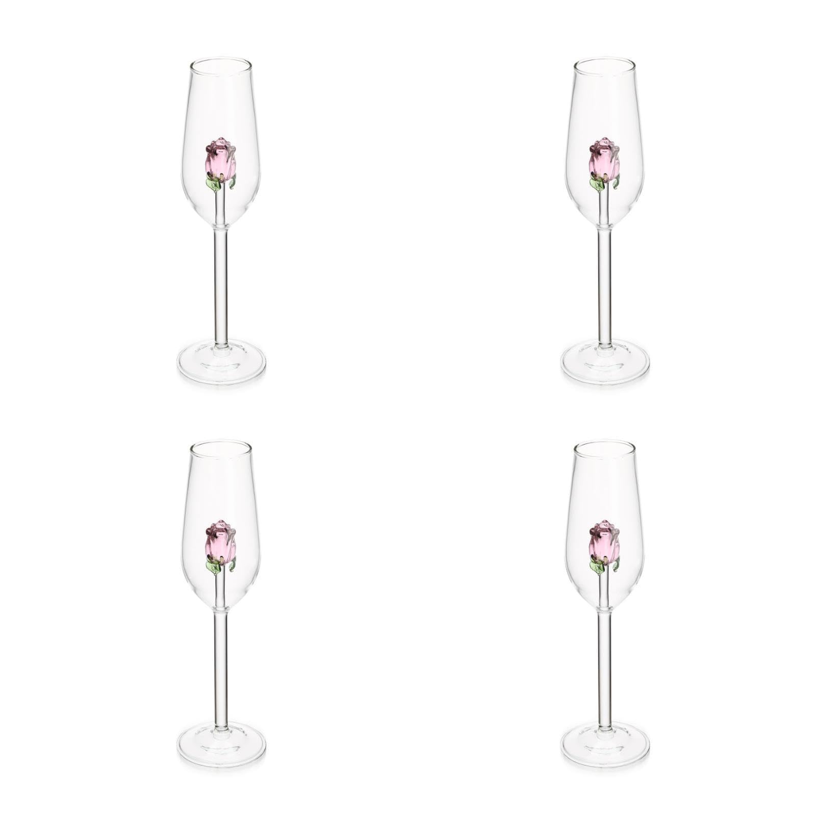 TOPBATHY 4 Stück Rosé Sektglas Diamant Glaskelch Süßes Weinglas Draussen Niedlich Toasten Bar Weingläser Stielweingläser Flöte Glas Kreatives Glas Weinkelch Le Rosa Weinset Whiskey 3d