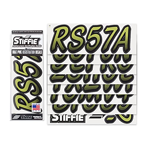 Image of STIFFIE Whipline Moss /Black 3 inch Boat & PWC Registration Decals • Numbers Letters Stickers