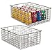 mDesign boîte en métal polyvalente (lot de 2) – grand panier de rangement en fil métallique pour la cuisine, le garde-manger, etc. – panier en métal compact multi-usage avec poignées – couleur bronze