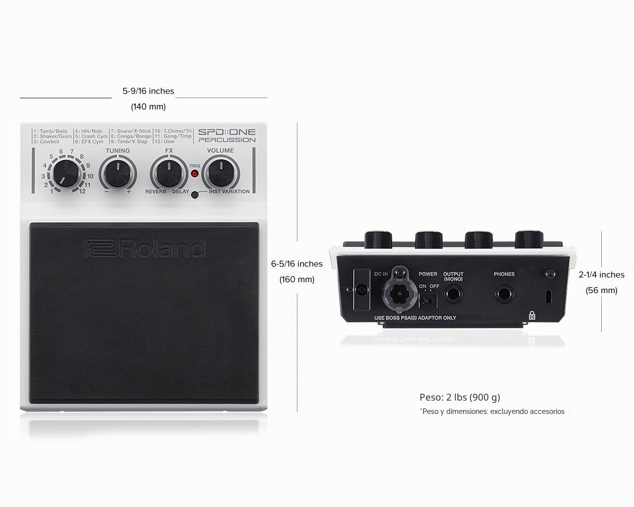 Roland SPD-1P SPD:ONE PERCUSSION Percussion Pad, Blanco, Small Rockem Music