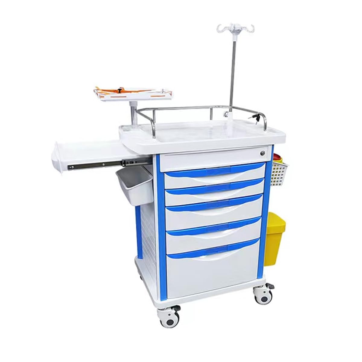 Chariot à médicaments en ABS, Chariot médical en Cas d'accident Lite, Chariot de Fournitures médicales d'urgence pour hôpitaux et cliniques,B