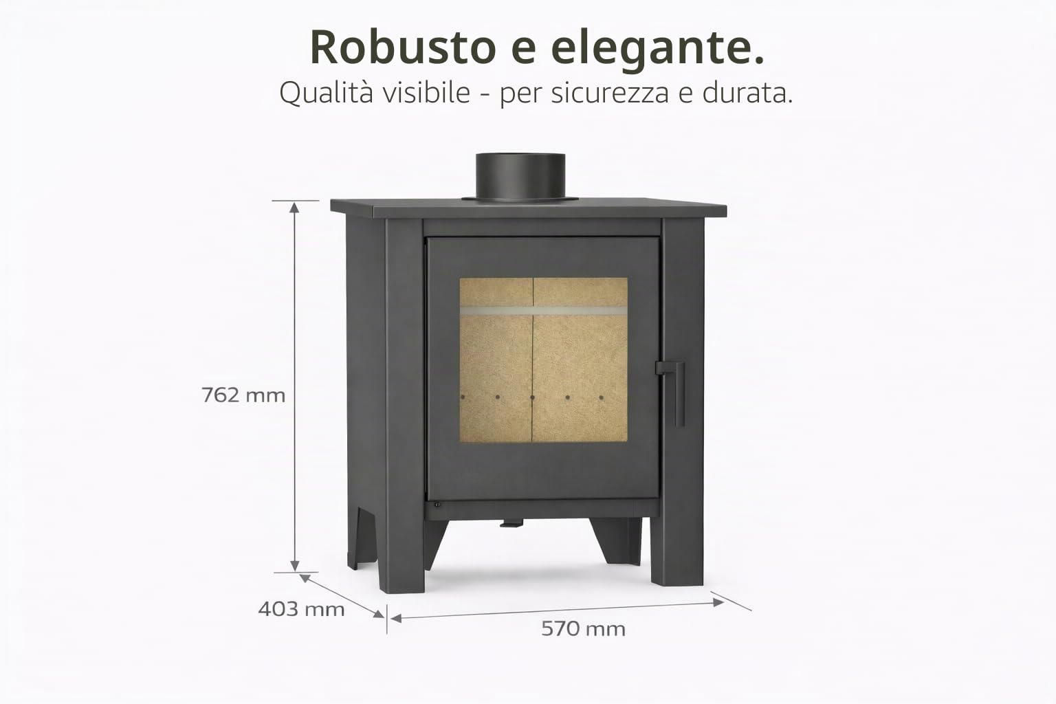 NEMAXX® H8 Stufa a Legna Ventilata Tipo Camino Nera 7,6 kW per 50–90 m² – Ventilatore Aria Calda Tangenziale 2 Livelli – Aria Primaria/Secondaria – Classe Energetica A 76% – Ø 150 mm