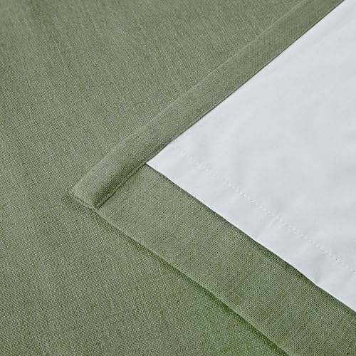 Image of Vision Home Dark Green Pinch Pleated Full Blackout Curtains Linen Blended Room Darkening Curtain Panels 90 inch for Living Room Bedroom Thermal Insulated Pinch Pleat Drapes with Hooks 40 inch Wx90 Lx2