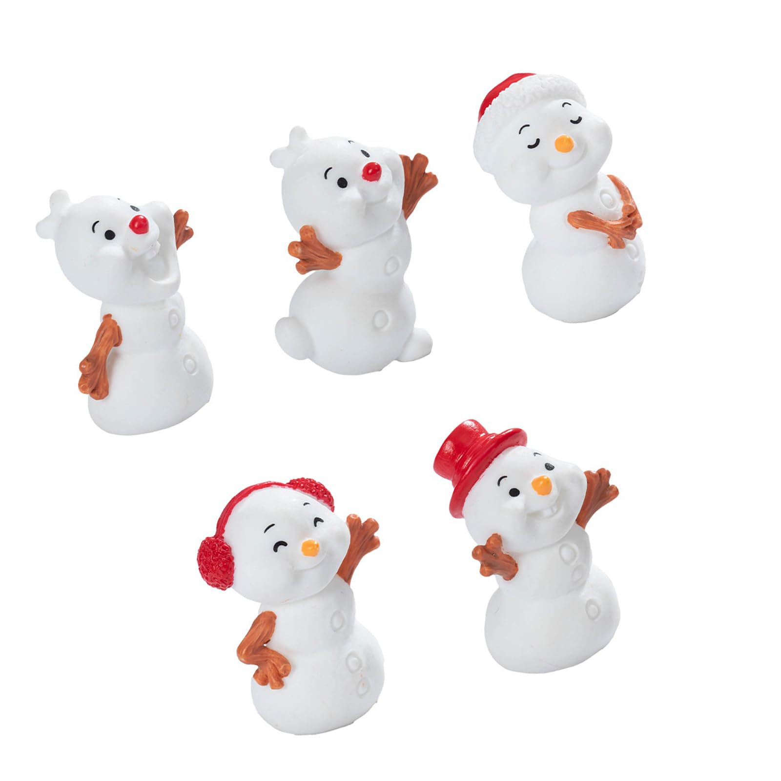 Lerpwige 5Pcs Miniature Snowman Sculpture Christmas Tree Decoration Weather Resistant Resin Statue Ornament for Mantels Weather Resistant Sculpture