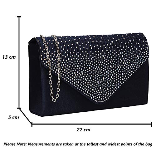 SwankySwans Damen Clutch Abby mit Strasssteinen, Umschlag-Stil, Blau (Marineblau), Einheitsgröße