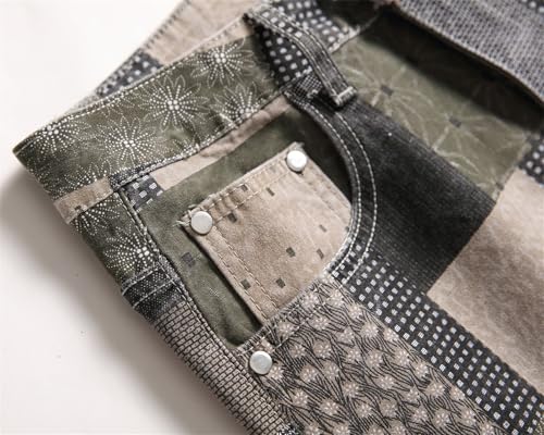 Men's Casual Stylish Straight Slim Fit Jeans Young Hiphop Skinny Printed Pants3