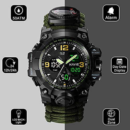 23in1 Survival Military Digital Watch, Mens Tactical MultiFunctional