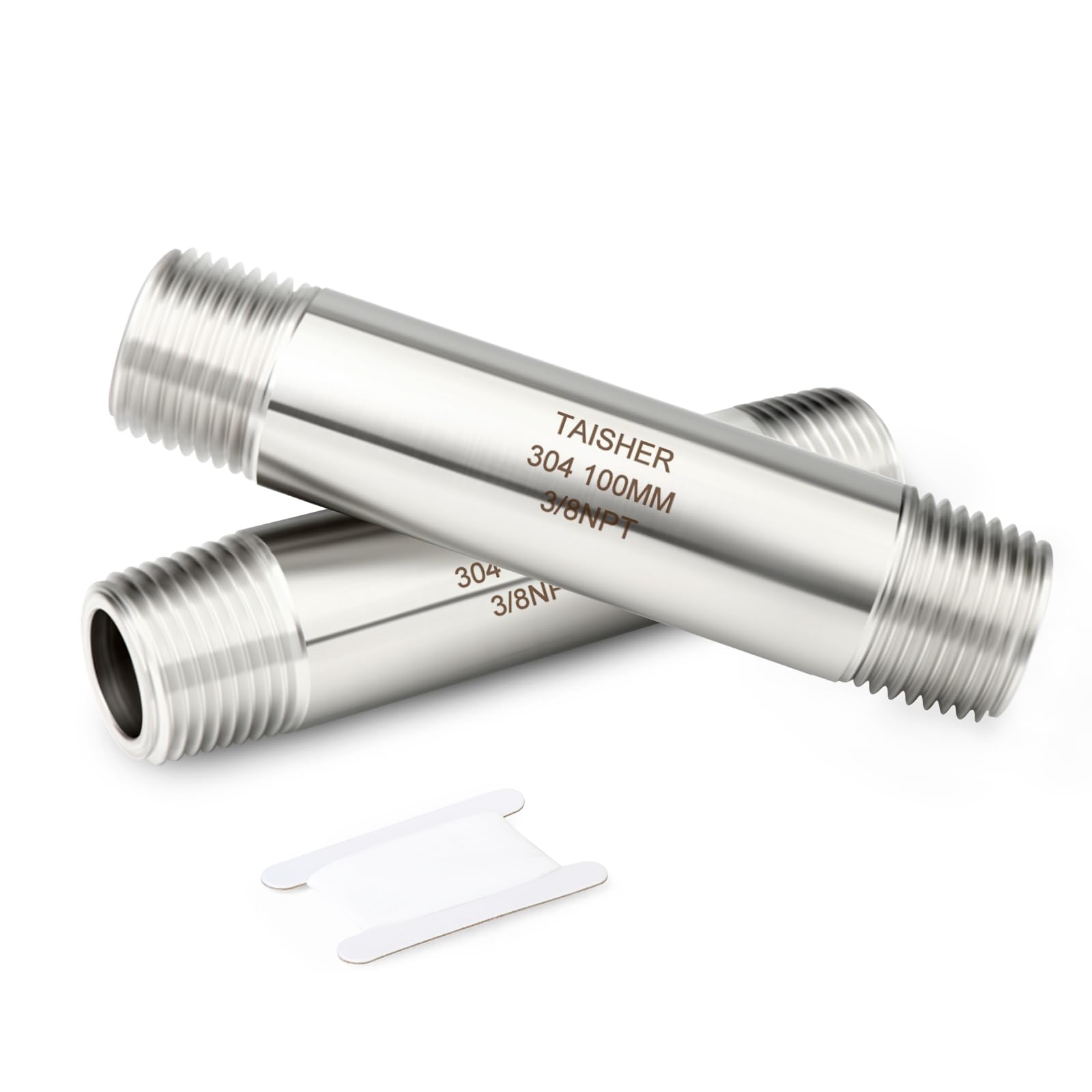 TAISHER 2PCS Stainless Steel Pipe Fittings, 3/8" NPT Male x 3/8" NPT Male Threaded, 4" Length Thickened Nipple Cast Pipe